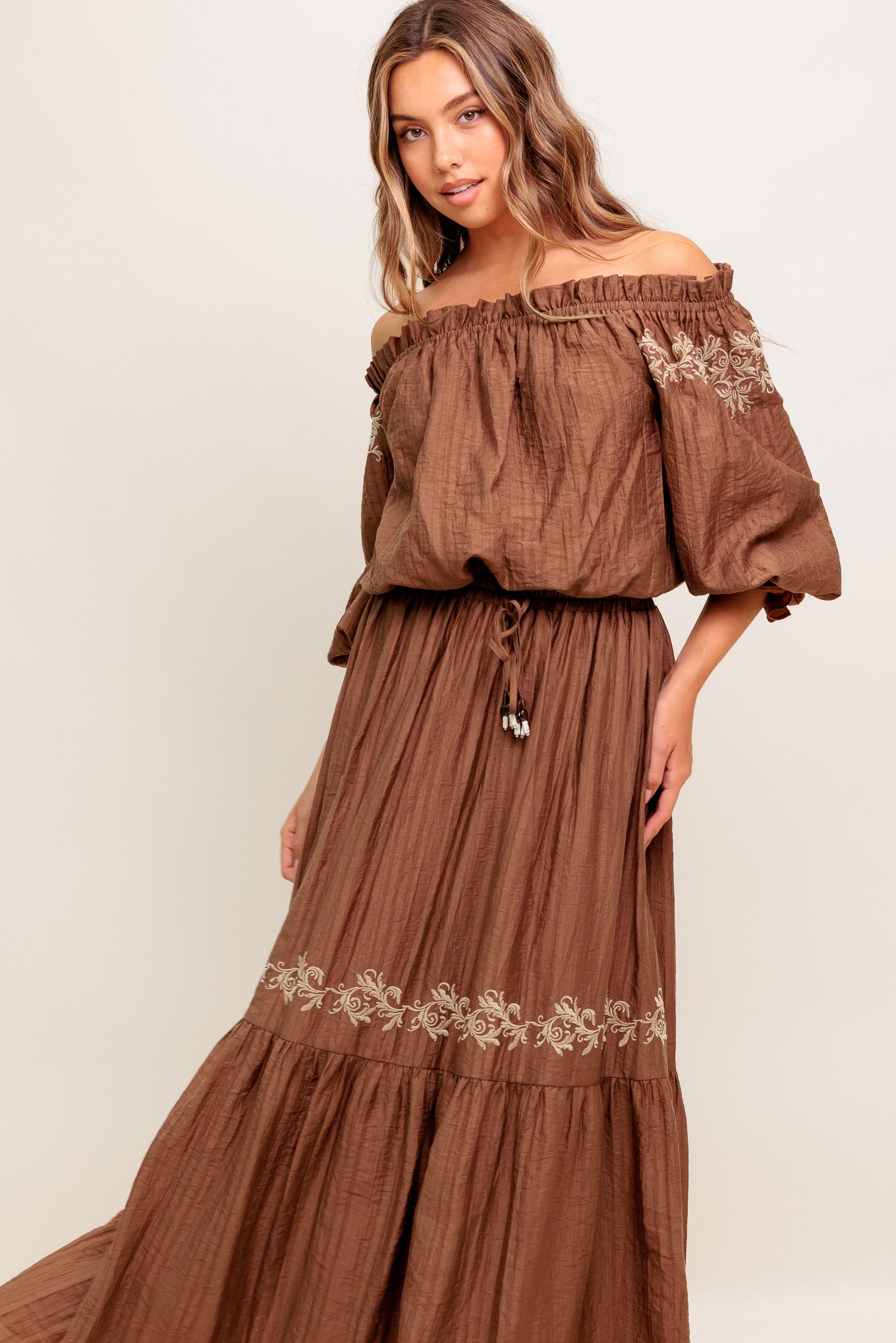 Flying Tomato Full Speed Ahead Brown Woven Top