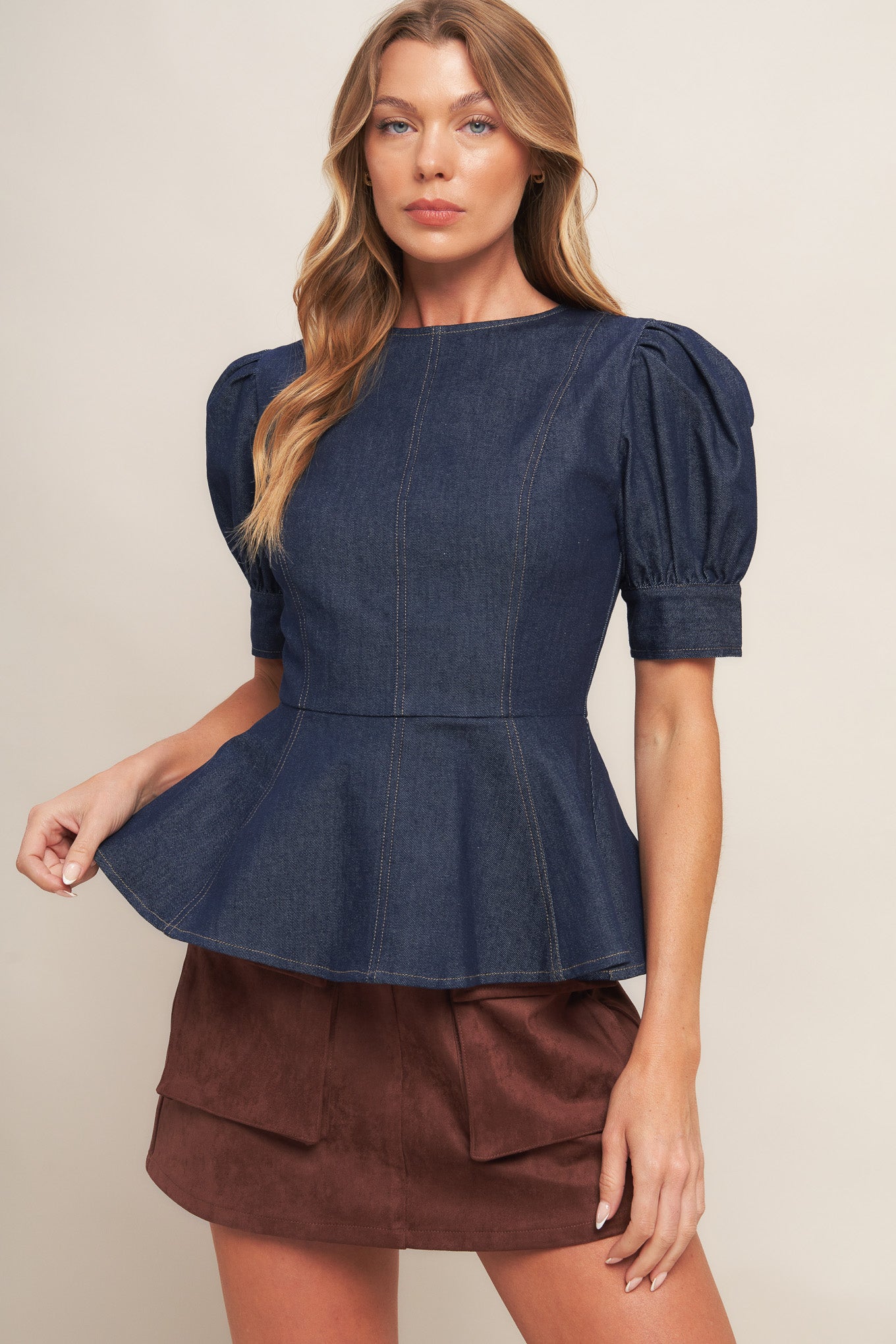 Flying Tomato Classic Edge Dark Denim Top