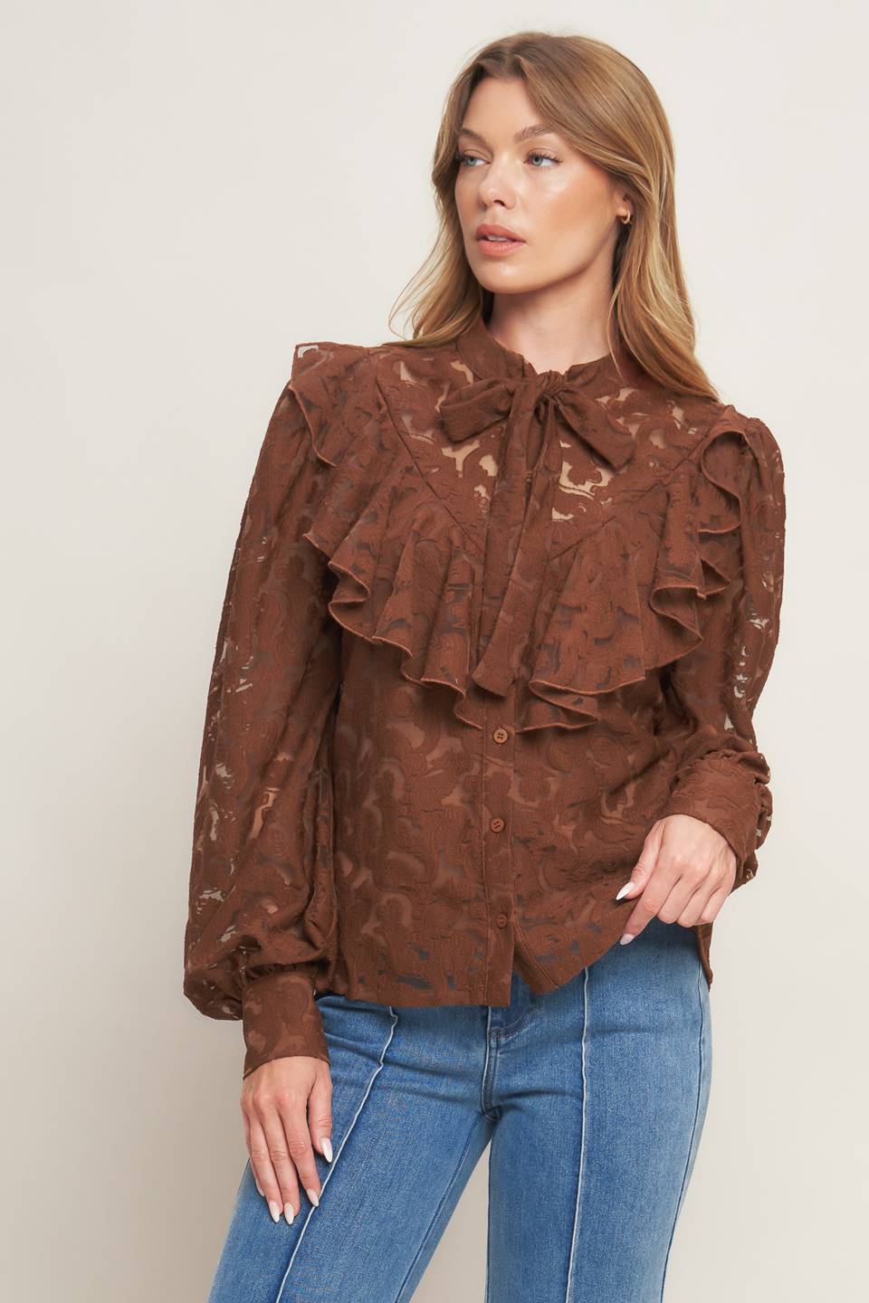 Flying Tomato Romantic Shade Woven Lace Top