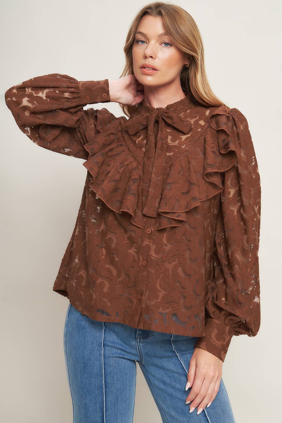 Flying Tomato Romantic Shade Woven Lace Top