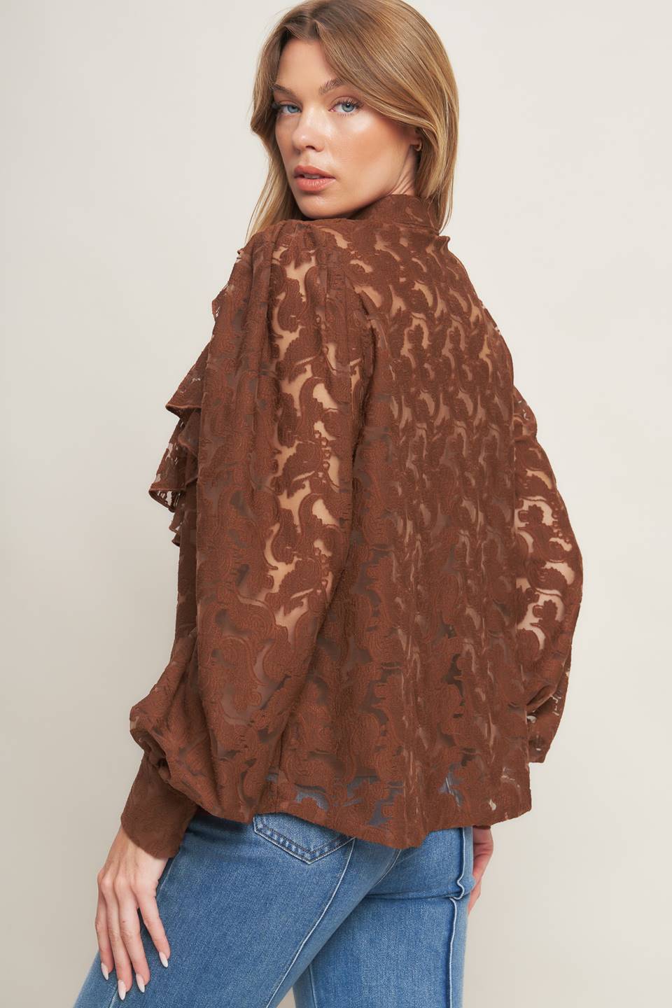 Flying Tomato Romantic Shade Woven Lace Top