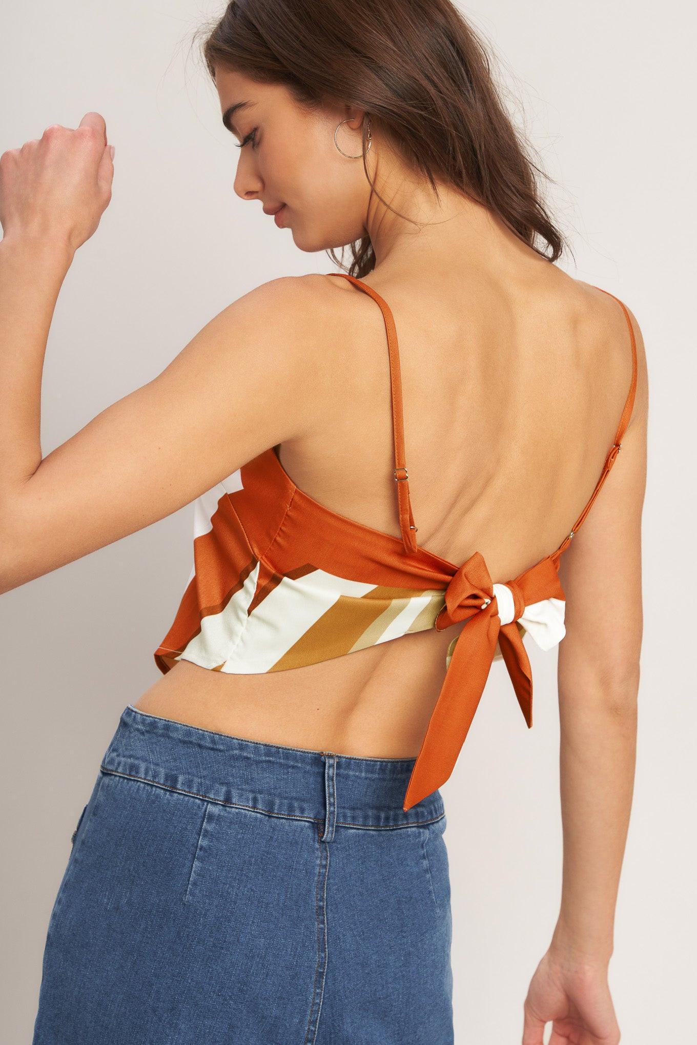 Flying Tomato Golden Horizon Woven Scarf Top