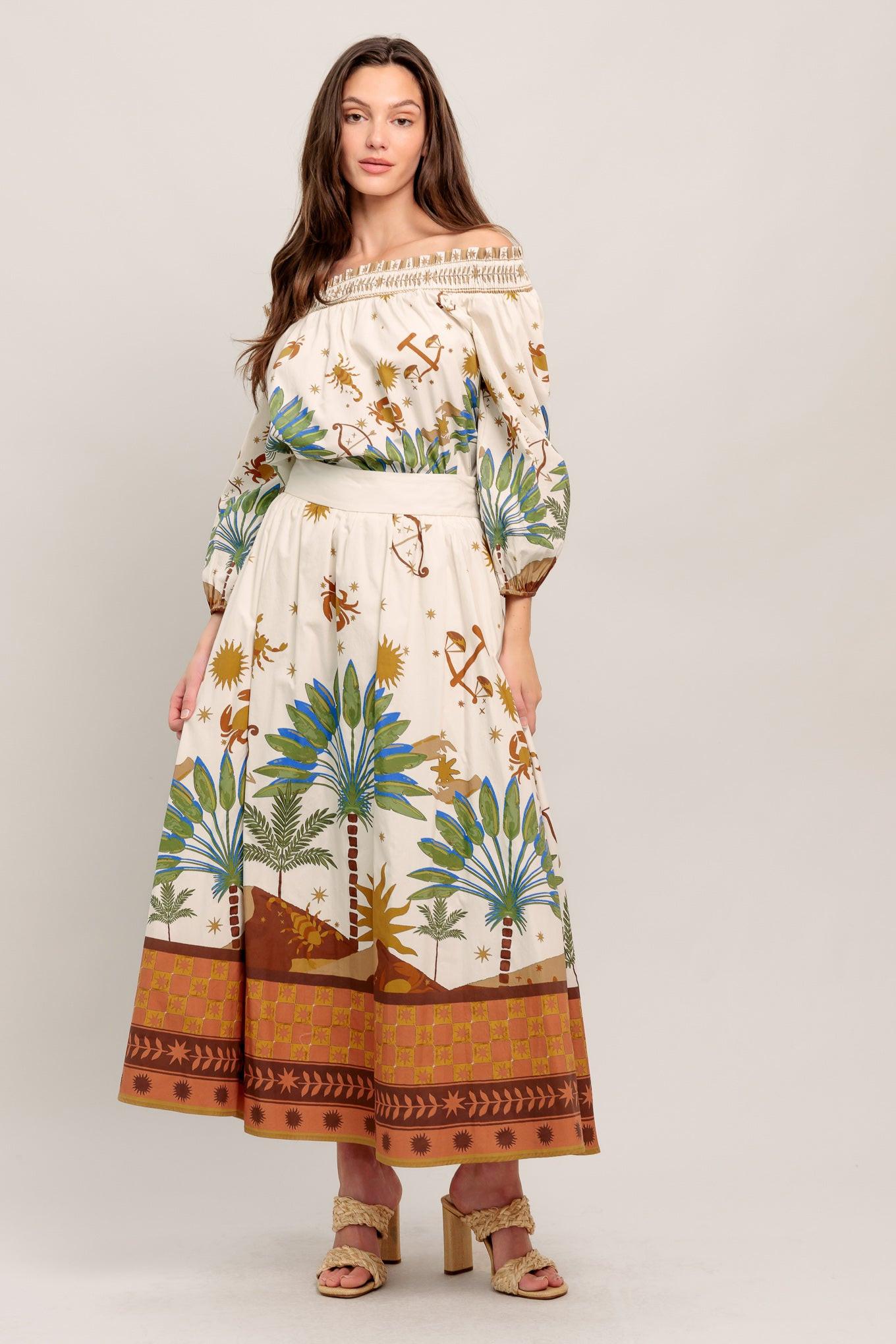 Flying Tomato Sunlit Garden Woven Off Shoulder Top