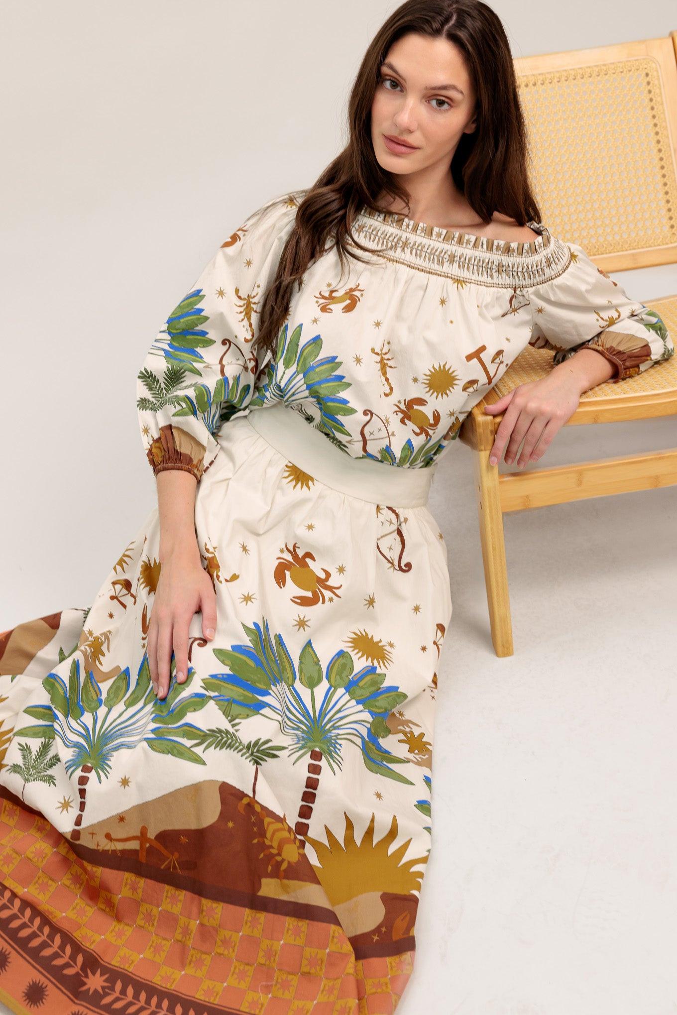 Flying Tomato Sunlit Garden Woven Off Shoulder Top