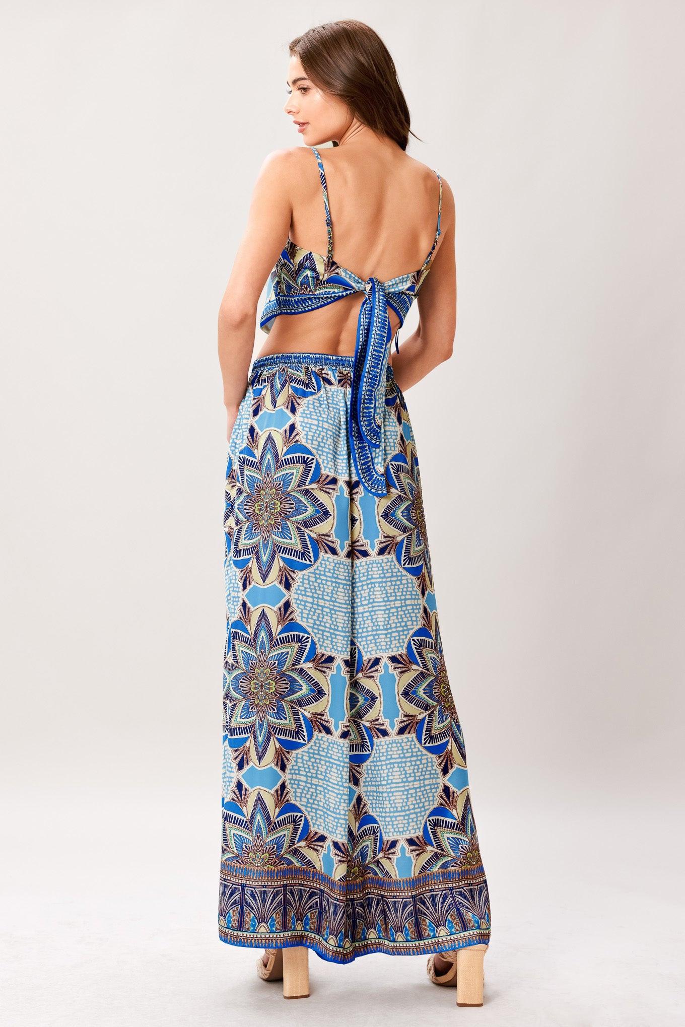 Flying Tomato Azure Mandala Woven Scarf Top and Pant Set