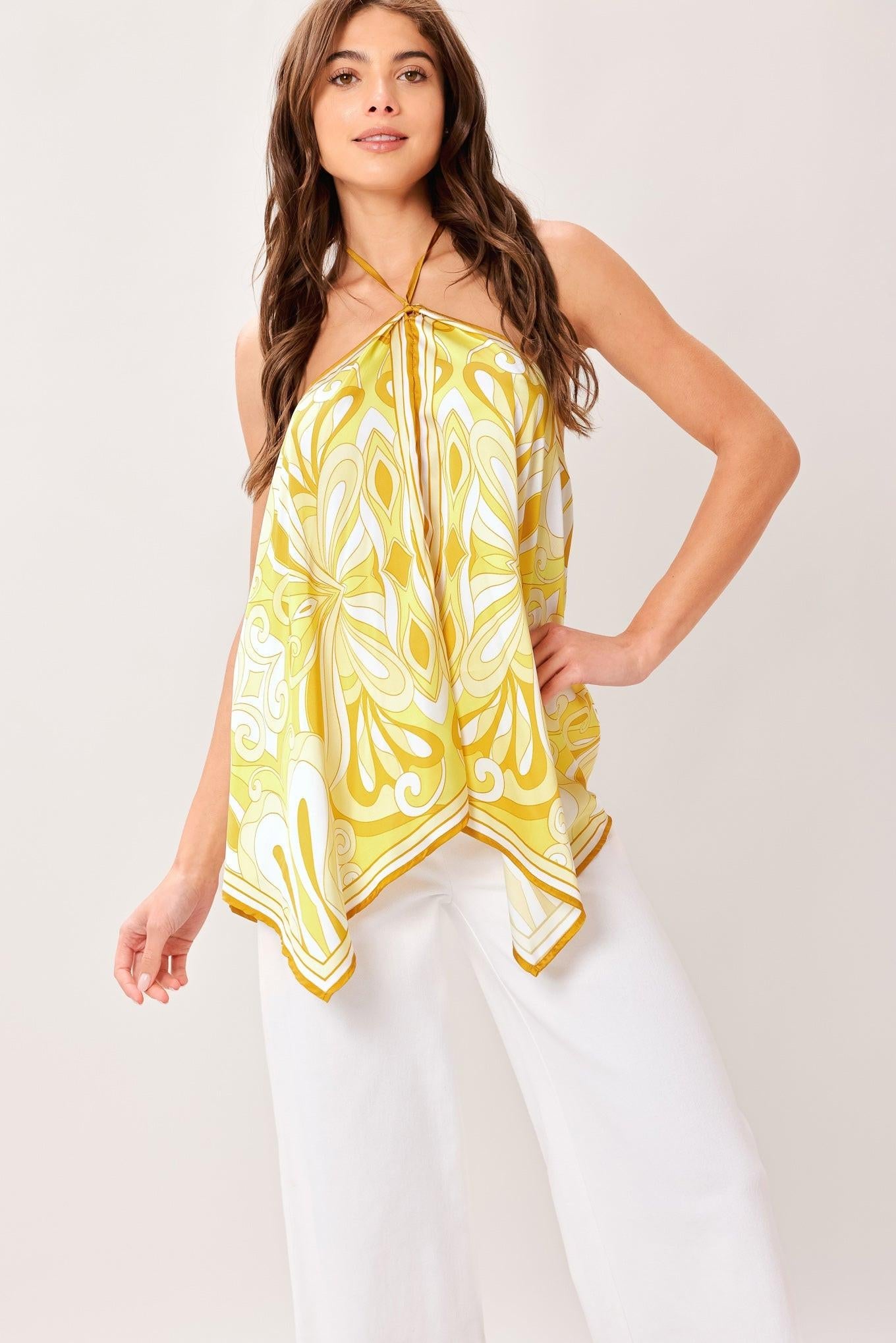 Flying Tomato Golden Swirl Woven Hanky Top