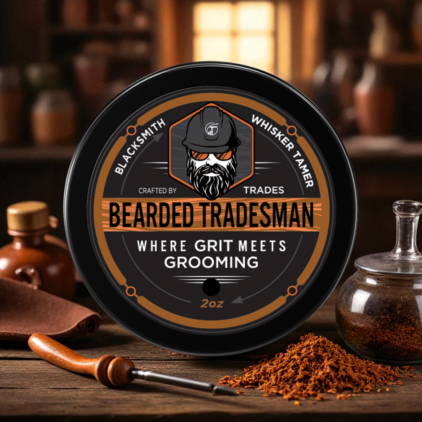Bearded Tradesman Blacksmith  – Leather & Tobacco - Whisker Tamer
