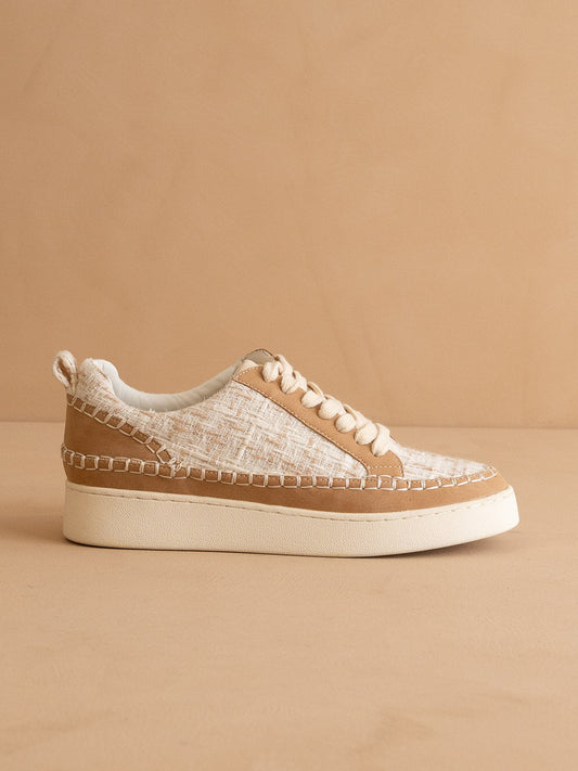 The Janie | Camel Tweed Wrapped Low Tops