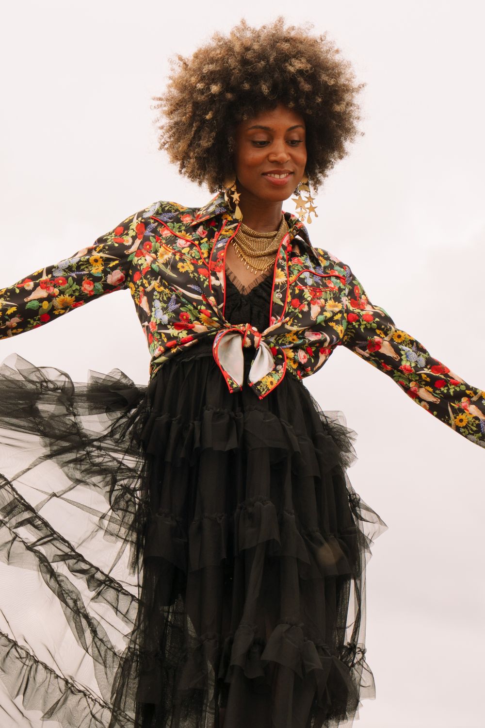 Rodeo Quincy Floral Black Button Up