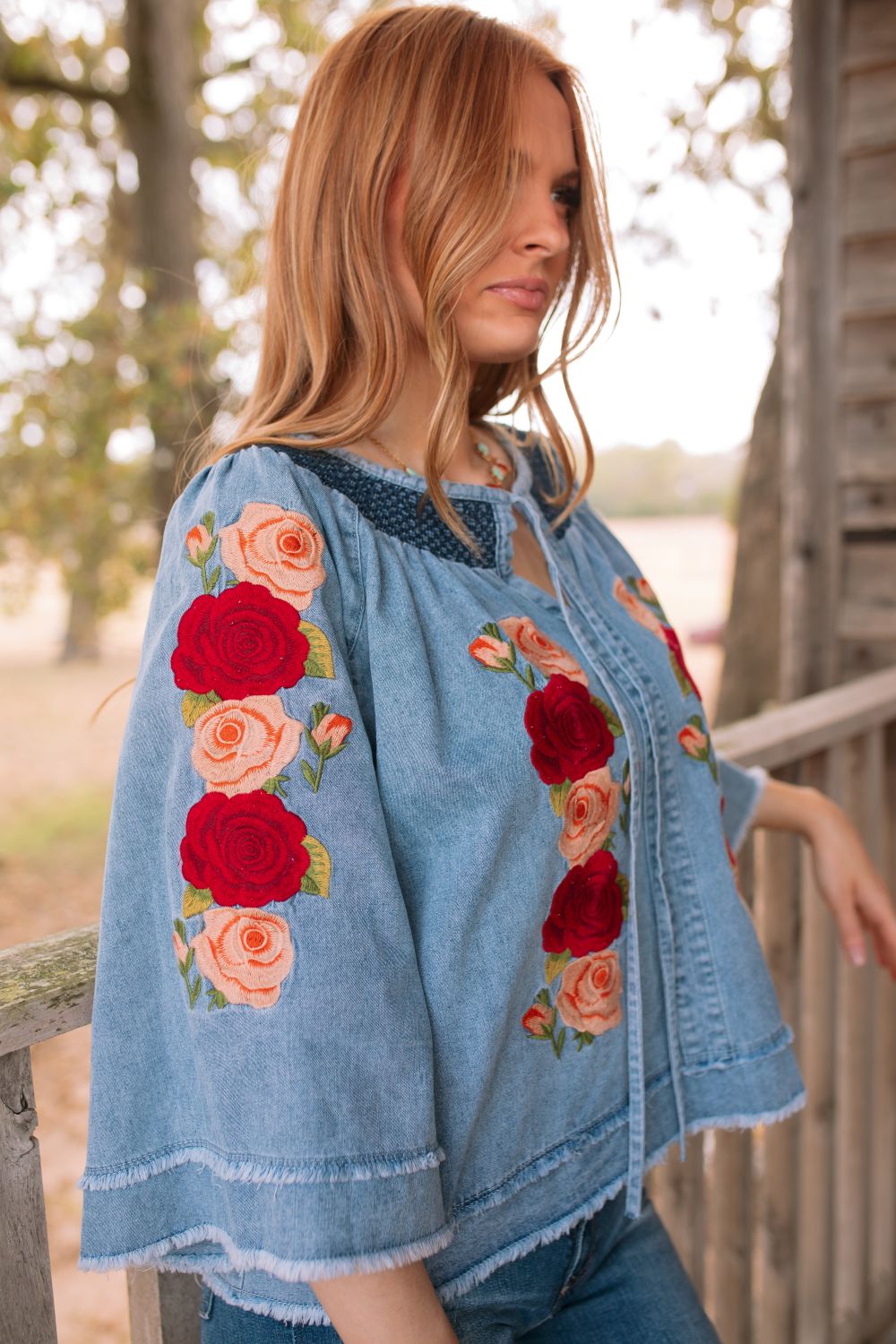 Rodeo Quincy Denim and Rose Top