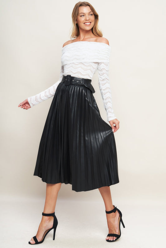 Flying Tomato You Fill My Life With Leather Midi Skirt