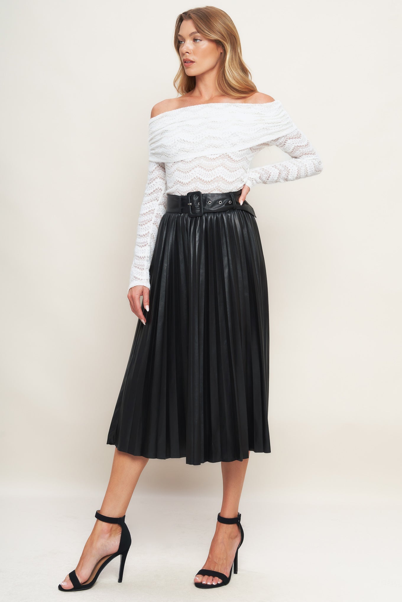 Flying Tomato You Fill My Life With Leather Midi Skirt