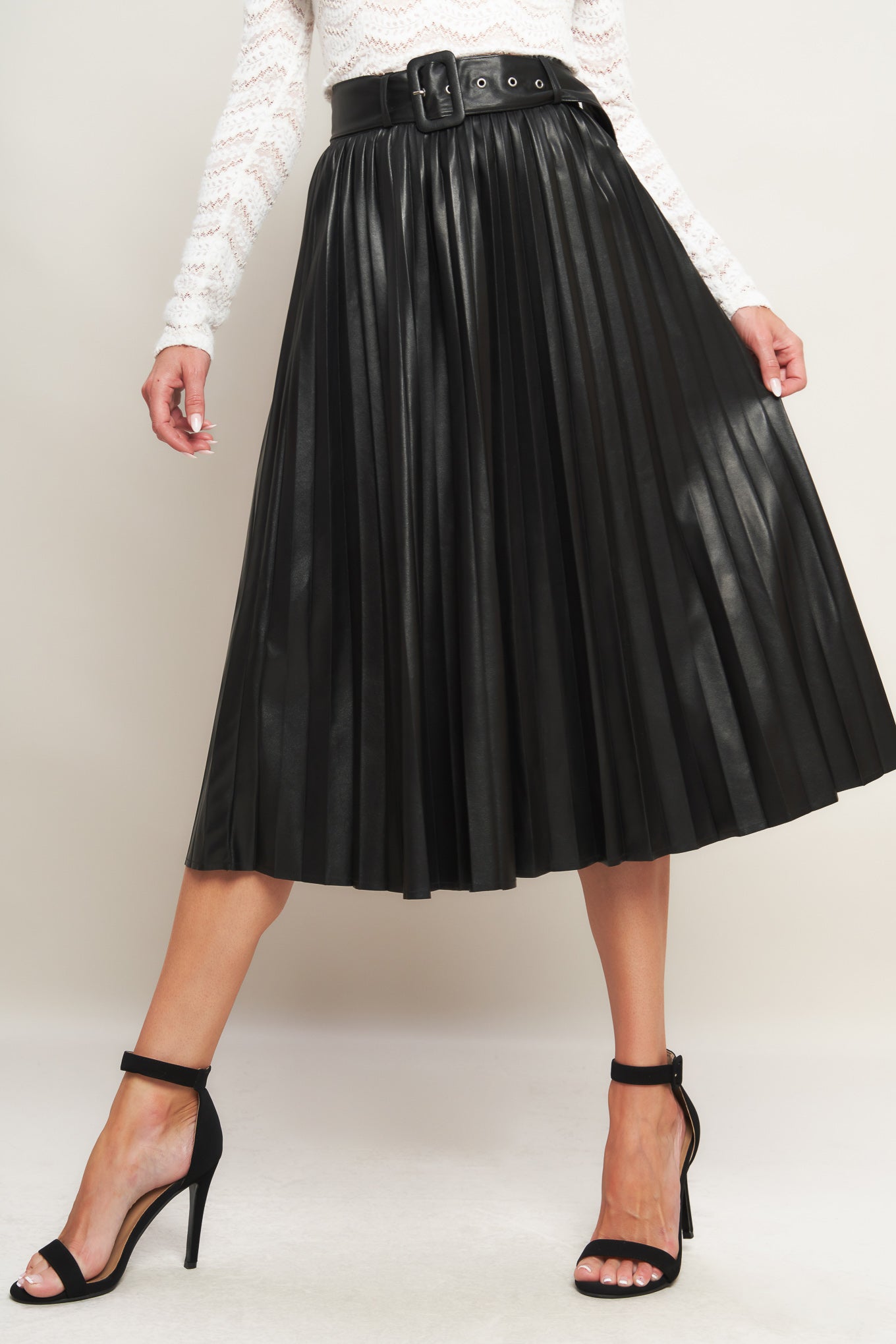 Flying Tomato You Fill My Life With Leather Midi Skirt