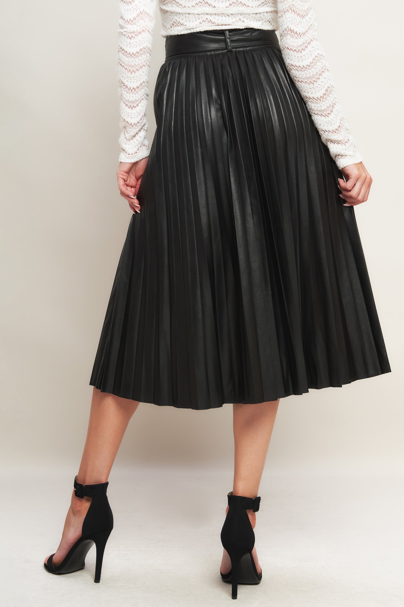Flying Tomato You Fill My Life With Leather Midi Skirt