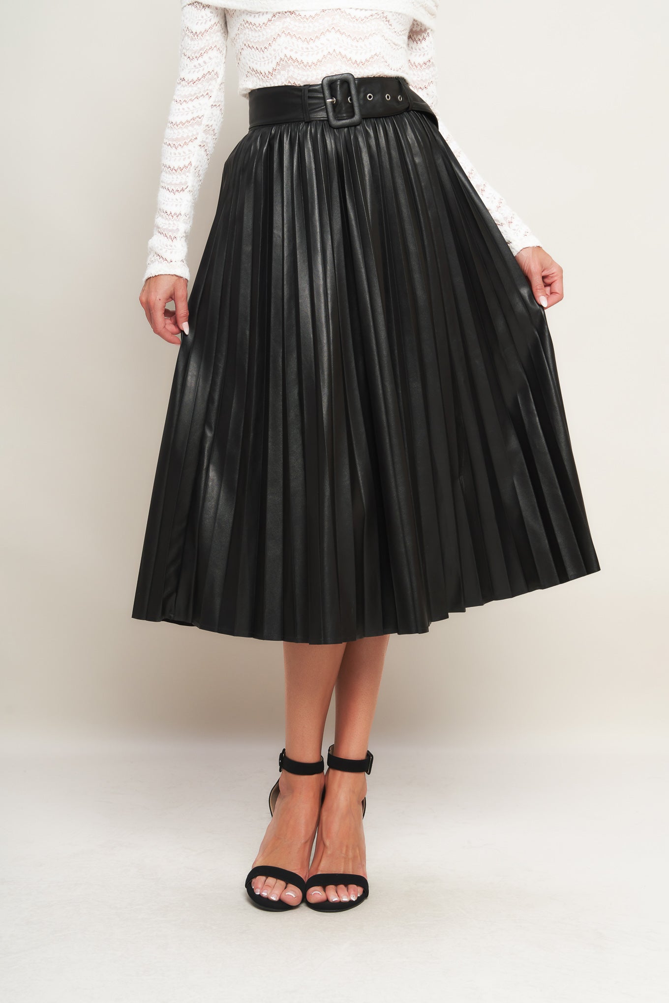 Flying Tomato You Fill My Life With Leather Midi Skirt