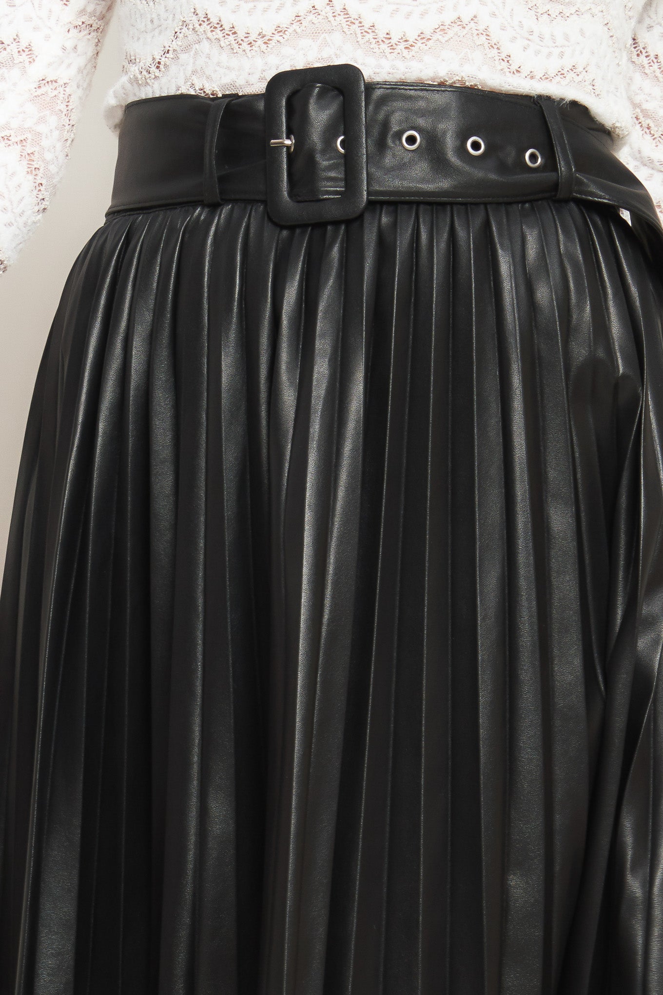 Flying Tomato You Fill My Life With Leather Midi Skirt