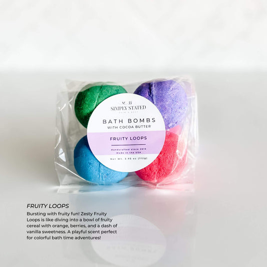 Simply Stated Fruity Loops Kids Bath Bomb Pack (4 Mini Bath Bombs)
