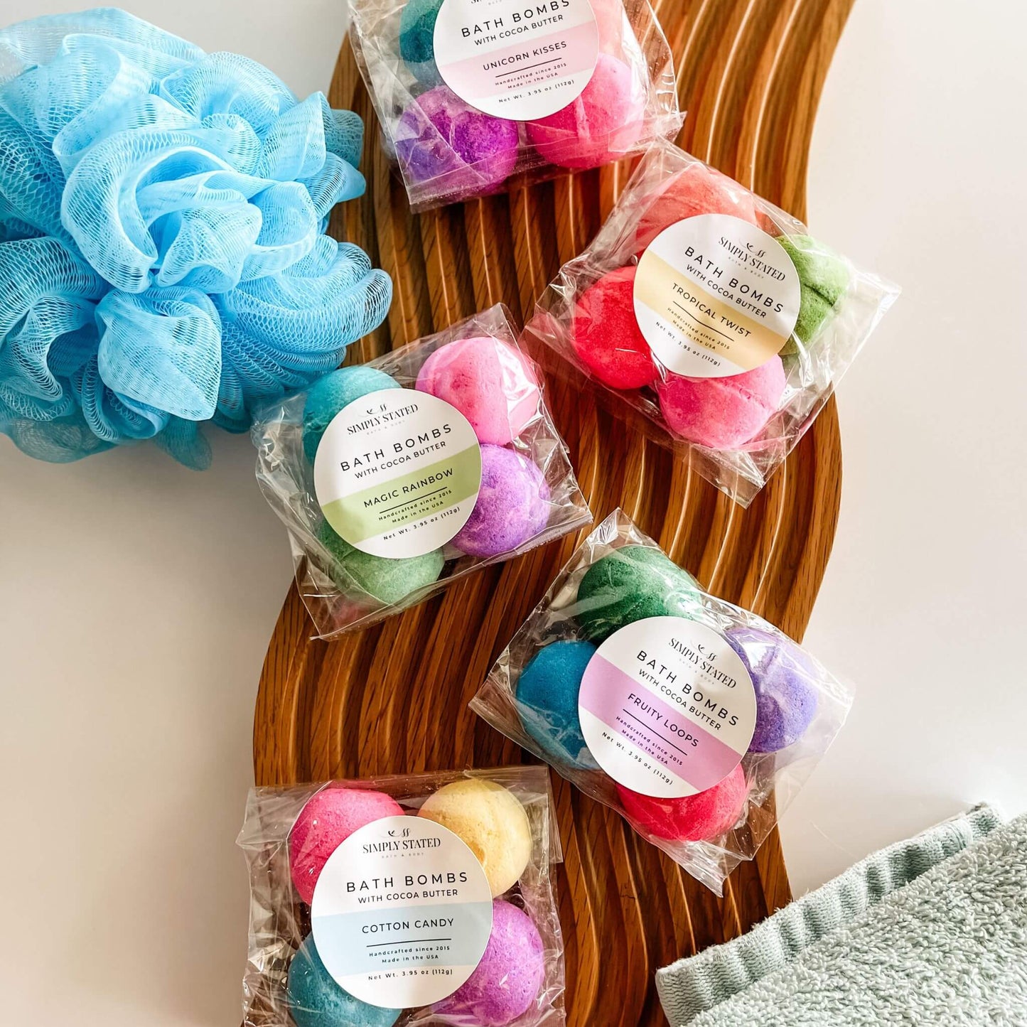 Simply Stated Unicorn Kisses Kids Bath Bomb Pack (4 Mini Bath Bombs)