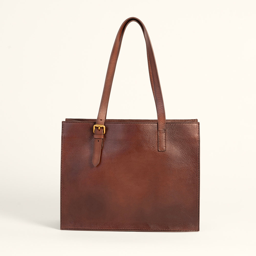 Myra Loyal West Mivva Handtooled Medium Bag - Brunette Leather