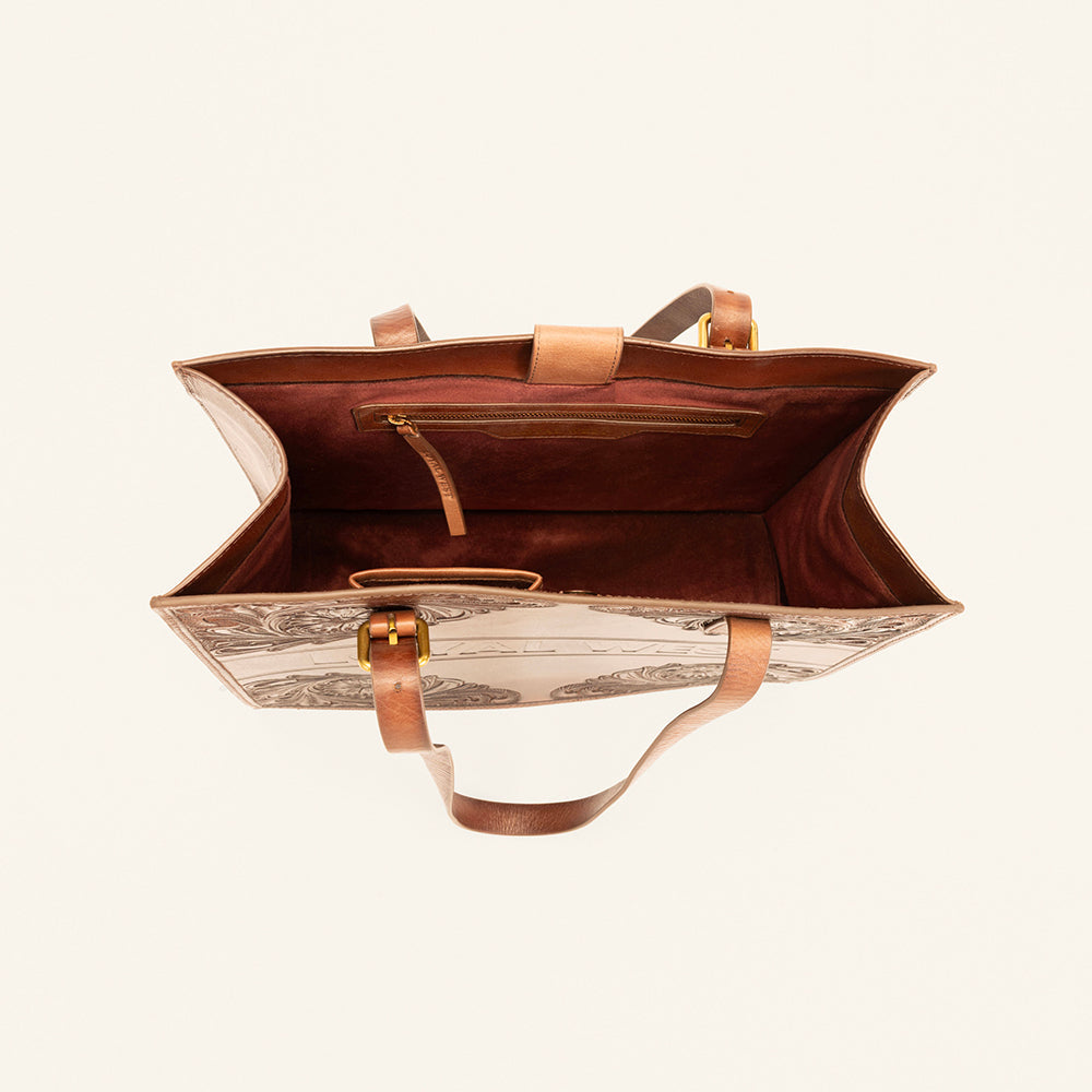 Myra Loyal West Mivva Handtooled Medium Bag - Brunette Leather