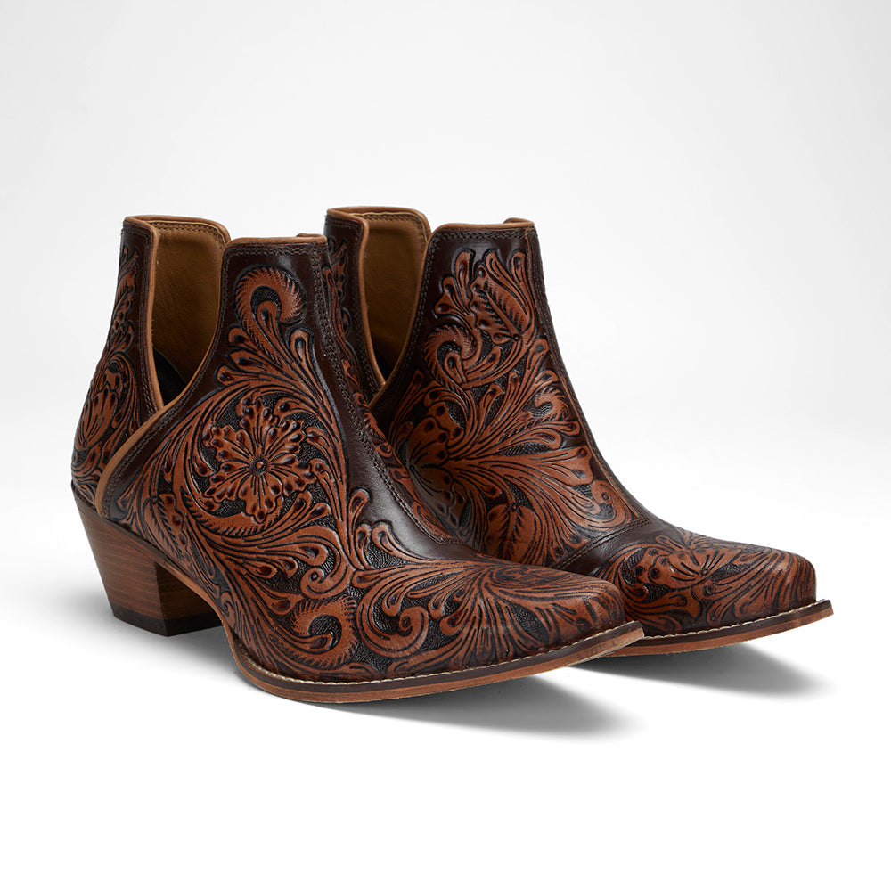 Myra Loyal West X Myra Handtooled Booties - Tan