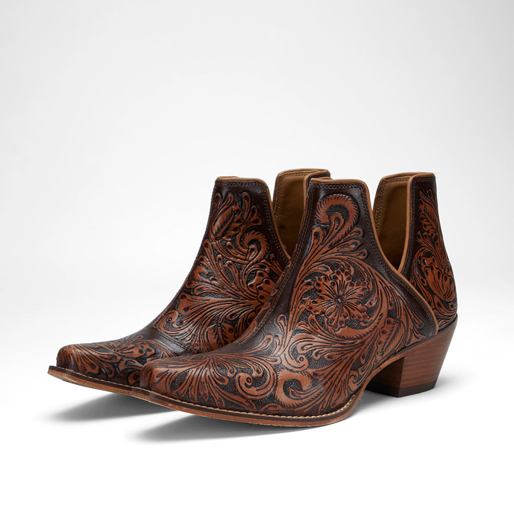 Myra Loyal West X Myra Handtooled Booties - Tan