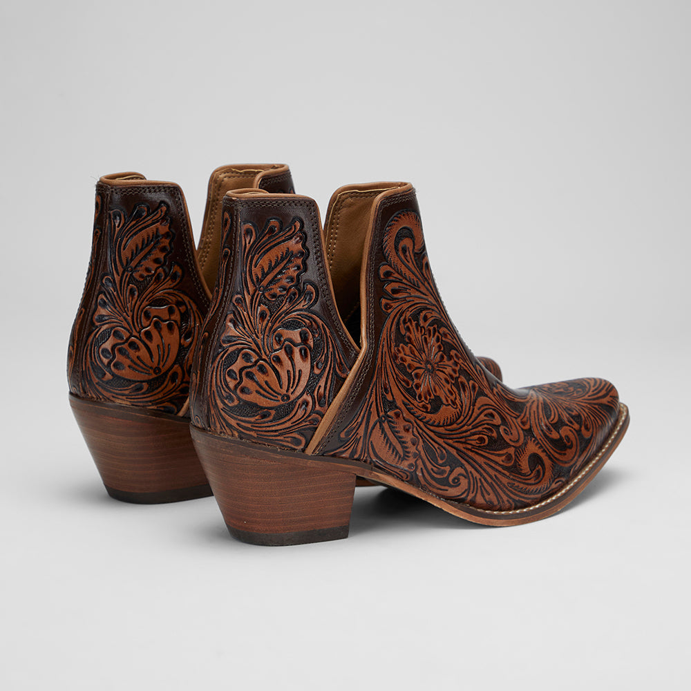 Myra Loyal West X Myra Handtooled Booties - Tan