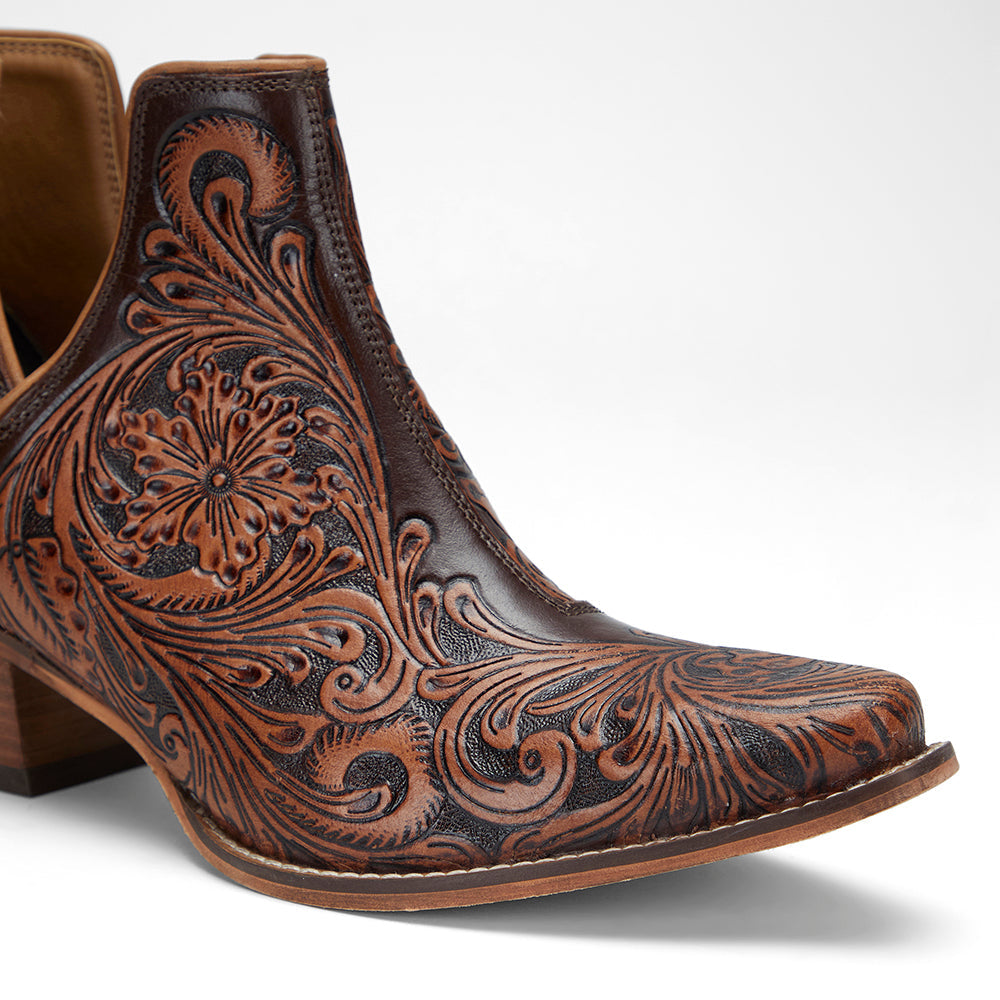 Myra Loyal West X Myra Handtooled Booties - Tan
