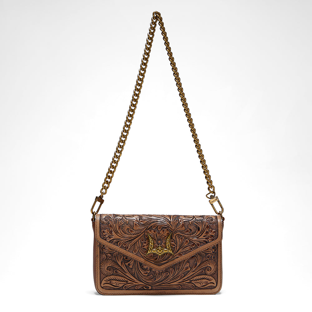 Myra Loyal West The LW On The Go Mini Chain Bag- In Handtooled Leather