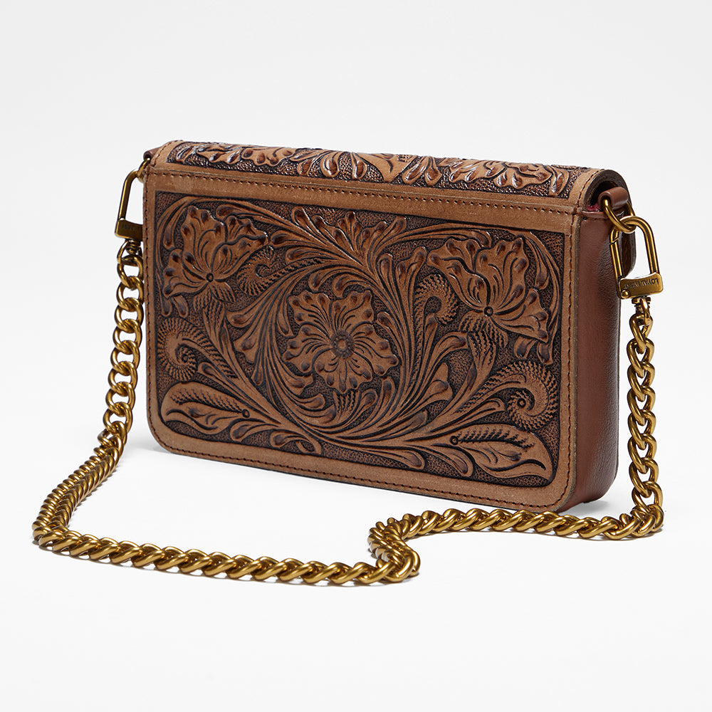 Myra Loyal West The LW On The Go Mini Chain Bag- In Handtooled Leather