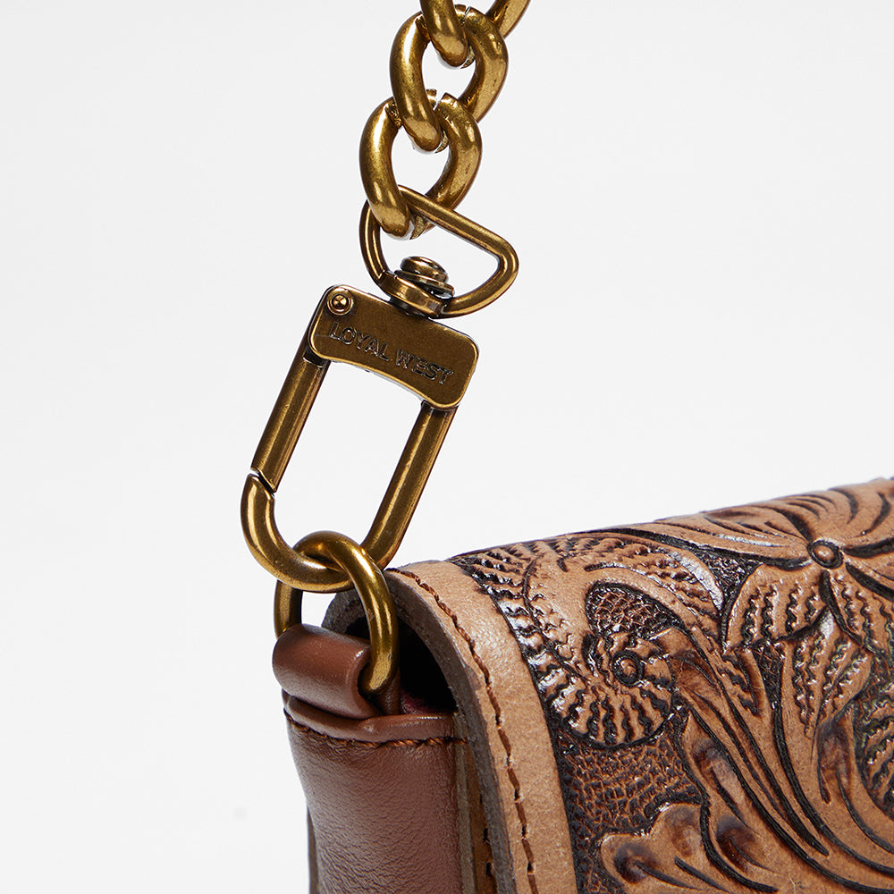 Myra Loyal West The LW On The Go Mini Chain Bag- In Handtooled Leather