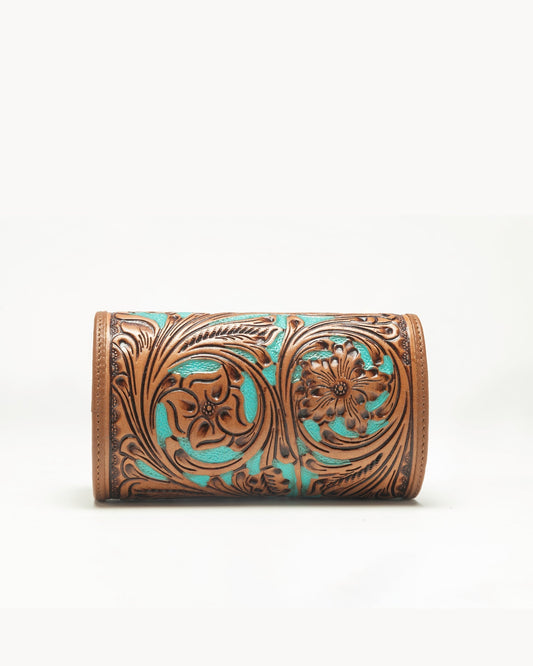 Myra Loyal West Canyon Jewellery Case Handtooled Leather - Whiskey & Water