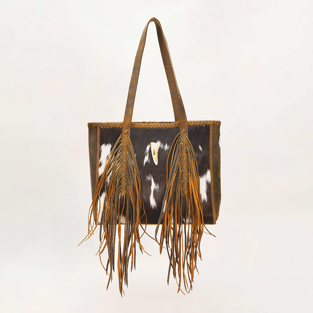 Myra Loyal West Hide And Fringe Medium Cowhide Purse