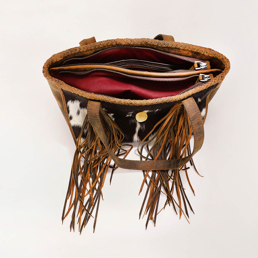 Myra Loyal West Hide And Fringe Medium Cowhide Purse
