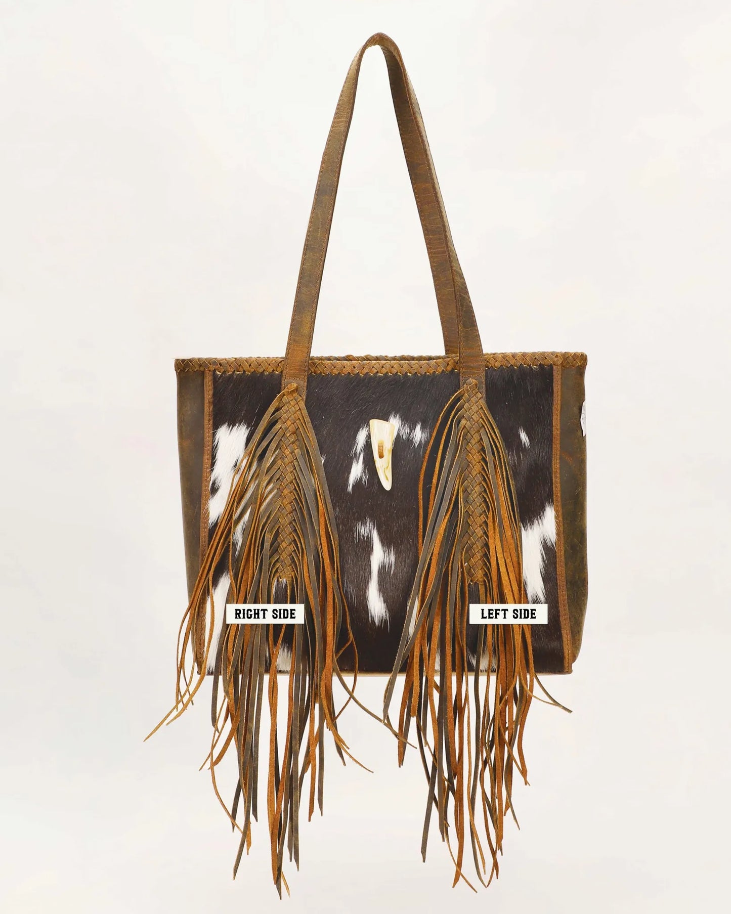 Myra Loyal West Hide And Fringe Medium Cowhide Purse