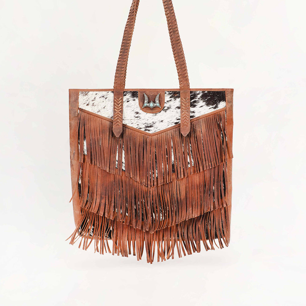 Myra Loyal West Hide And Fringe Large Cowhide Purse