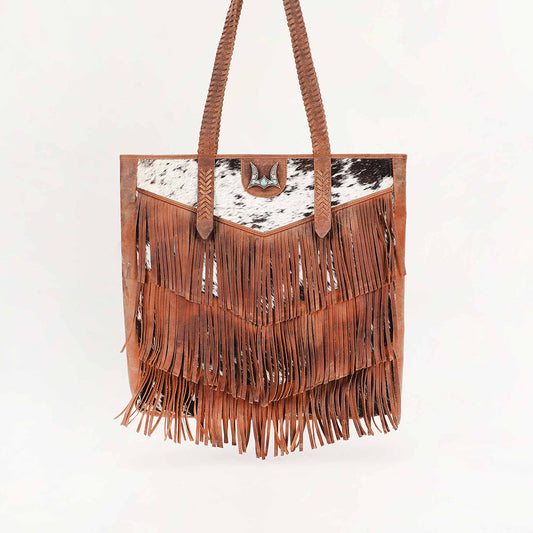 Myra Loyal West Hide And Fringe Large Cowhide Purse