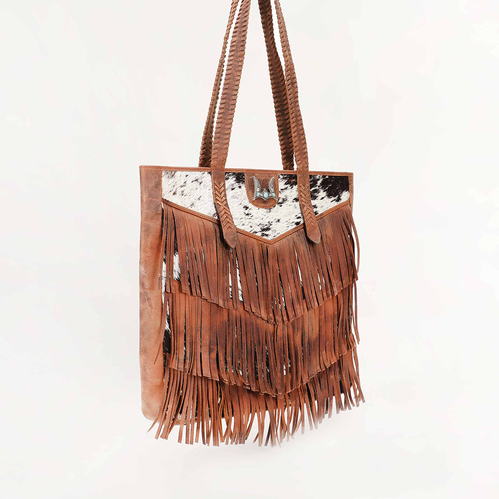Myra Loyal West Hide And Fringe Large Cowhide Purse