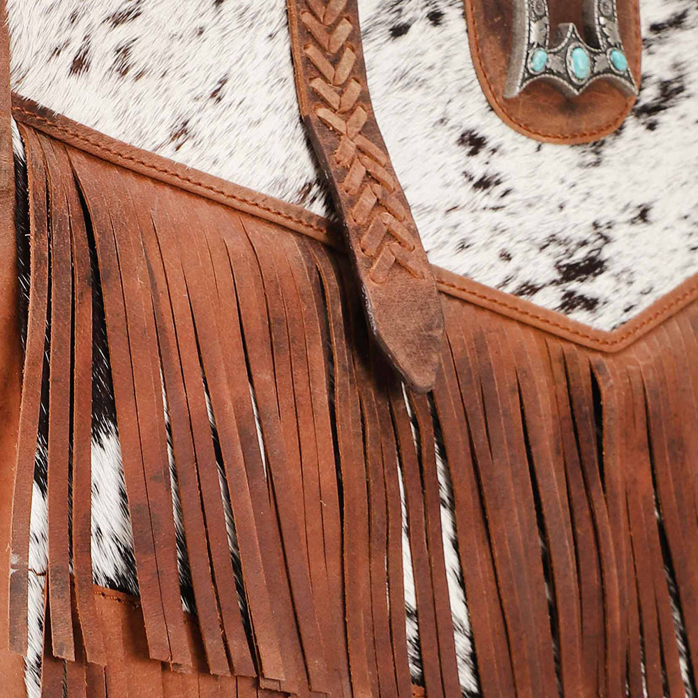 Myra Loyal West Hide And Fringe Large Cowhide Purse