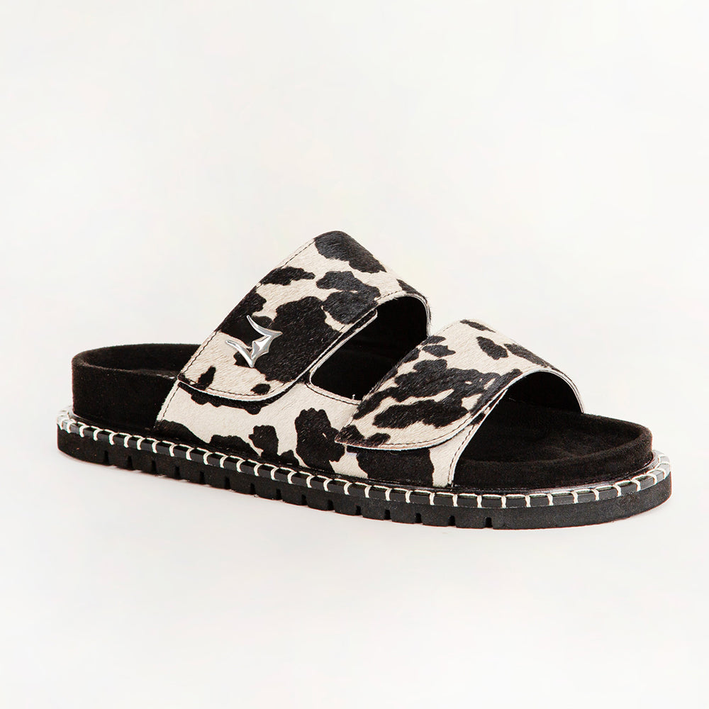 Myra Loyal West Deen Canyon Sandals - Black And White Cowhide