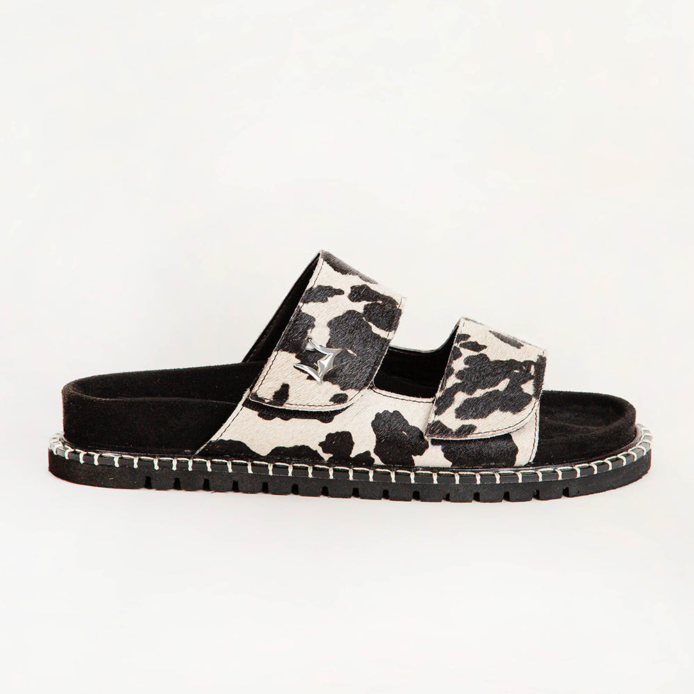 Myra Loyal West Deen Canyon Sandals - Black And White Cowhide