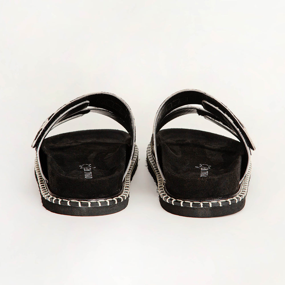 Myra Loyal West Deen Canyon Sandals - Black And White Cowhide
