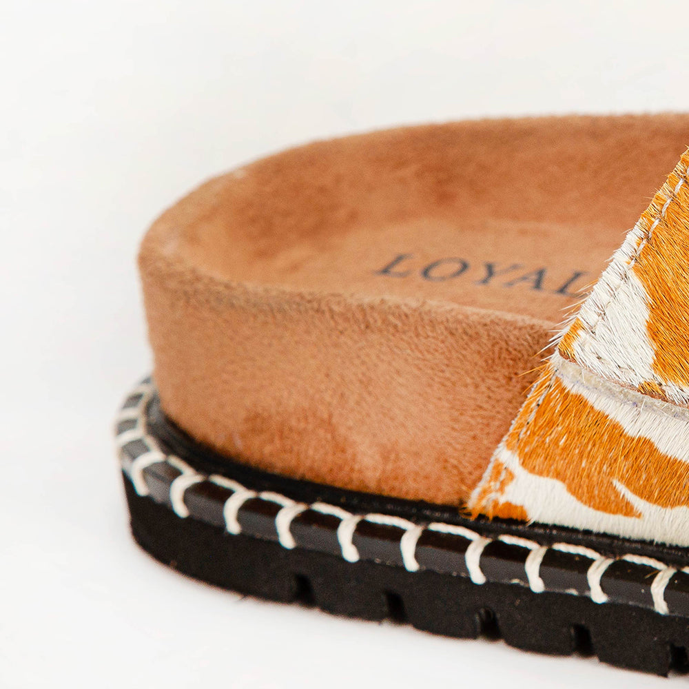 Myra Loyal West Deen Canyon Sandals - Brown And White Cowhide