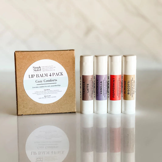 Simply Stated Creations Cozy Comforts Lip Balm 4-Pack | Curated Flavor Bundles