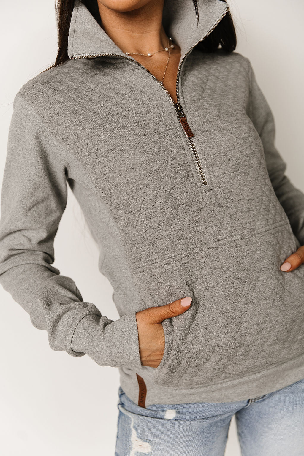 Ampersand Avenue Quilted HalfZip - Charcoal
