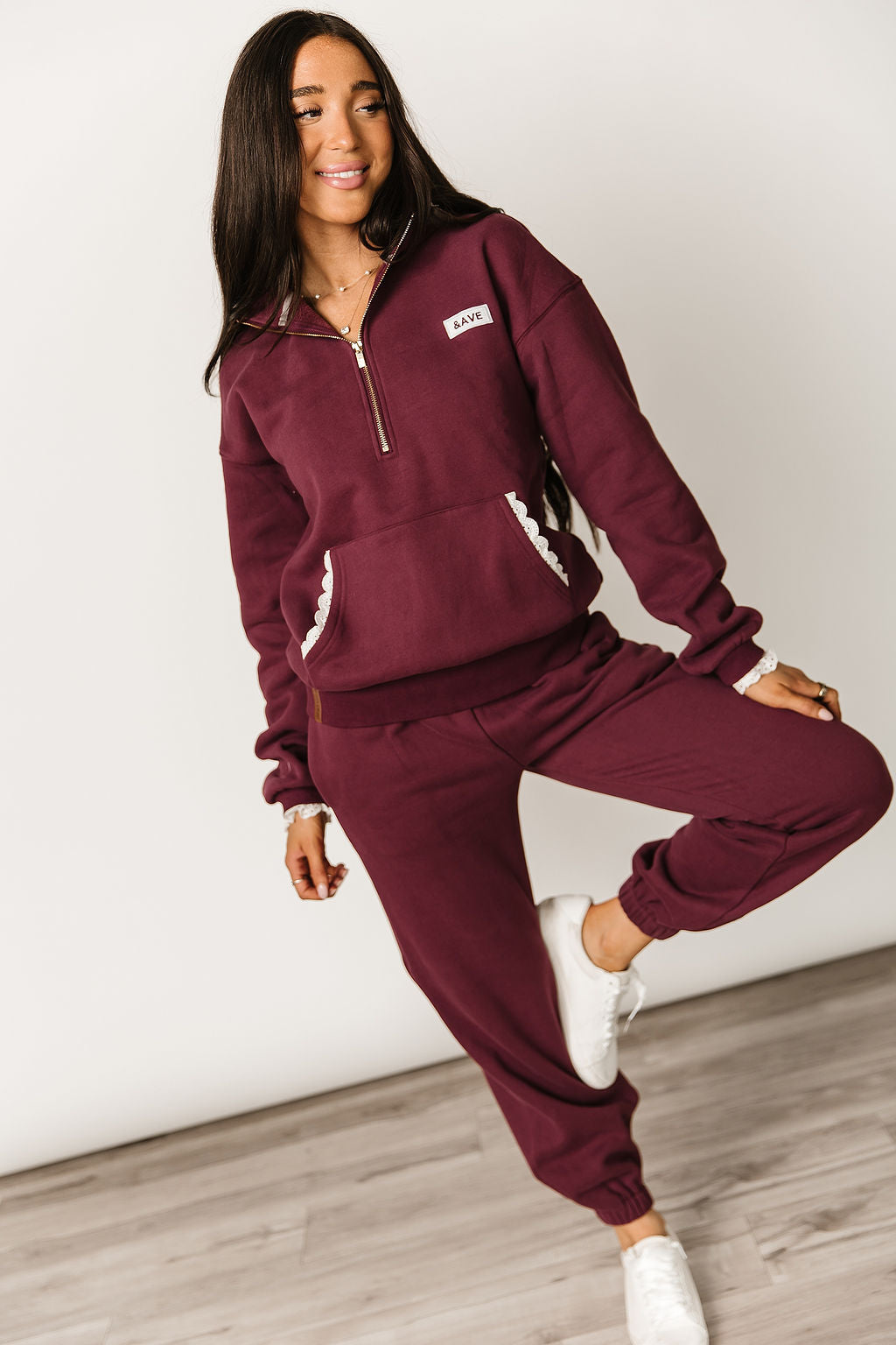 Ampersand Avenue Comfort Zone HalfZip - Maroon Lace
