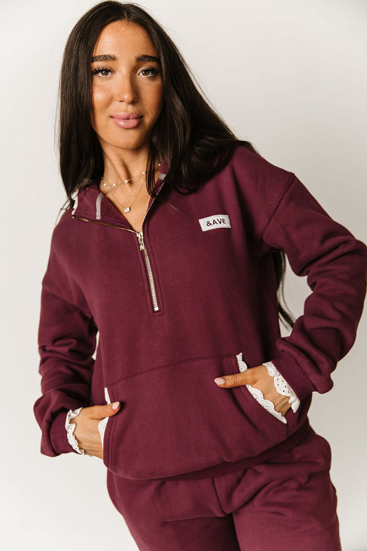 Ampersand Avenue Comfort Zone HalfZip - Maroon Lace