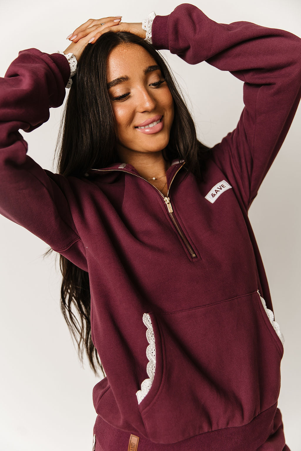 Ampersand Avenue Comfort Zone HalfZip - Maroon Lace