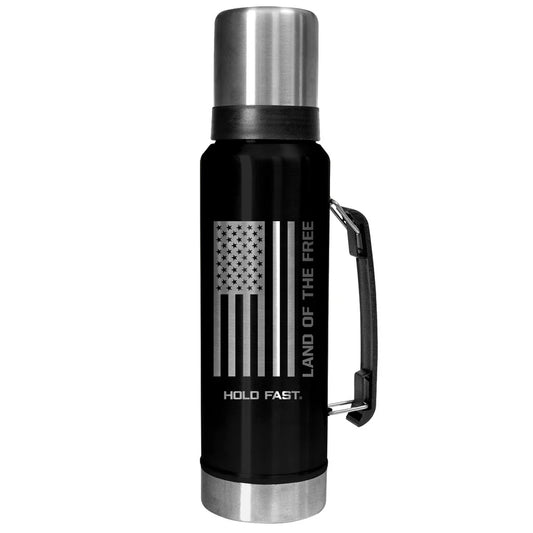 HOLD FAST Black Flag 42 oz Magnum Steel Drink Thermos Tank