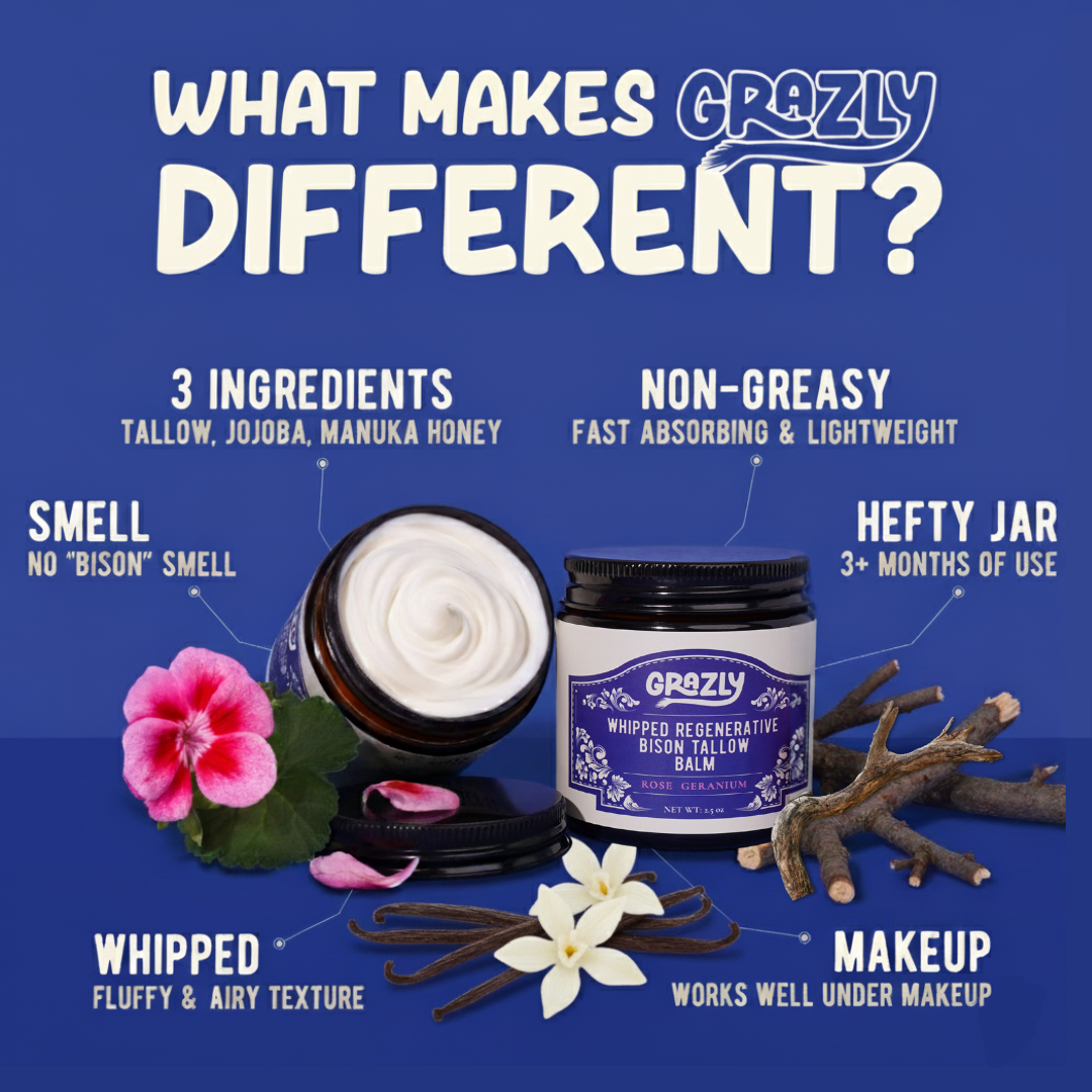 Grazly Whipped Bison Tallow & Manuka Honey Moisturizing Balm